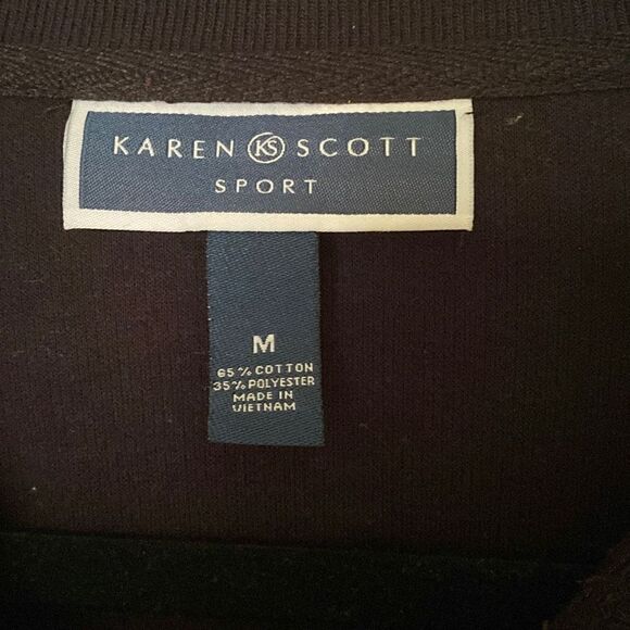 Karen Scott Sport Black Zip-up Jacket, Size Medium - Picture 2 of 6